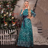 S.FLAVOR Brand Women long Dress hot sale 2017 Autumn Winter Russian Style Print Dresses Long Floor-Length Elegant vestidos