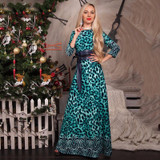S.FLAVOR Brand Women long Dress hot sale 2017 Autumn Winter Russian Style Print Dresses Long Floor-Length Elegant vestidos