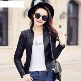 S-XXL New Fashion 2017 Spring Autumn Women Leather Coat Female Slim Black Leather Jacket PU Zippers Motorcycle Outerwear