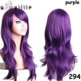 S-noilite Long Wavy Cosplay Red Green Puprle Pink Black Blue Sliver Gray Blonde Brown Synthetic Hair Wigs
