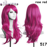 S-noilite Long Wavy Cosplay Red Green Puprle Pink Black Blue Sliver Gray Blonde Brown Synthetic Hair Wigs