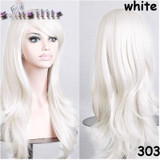 S-noilite Long Wavy Cosplay Red Green Puprle Pink Black Blue Sliver Gray Blonde Brown Synthetic Hair Wigs