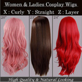 S-noilite Long Wavy Cosplay Red Green Puprle Pink Black Blue Sliver Gray Blonde Brown Synthetic Hair Wigs