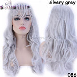 S-noilite Long Wavy Cosplay Red Green Puprle Pink Black Blue Sliver Gray Blonde Brown Synthetic Hair Wigs