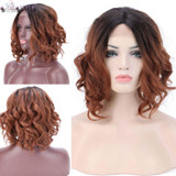 S-noilite Natural Swiss Lace Ombre Wig Synthetic Hair Short Lace Front Wigs for Black Women Bob Hair