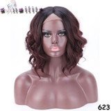 S-noilite Natural Hairline Glueless Heat Resistant Fiber Ombre Hair Wigs for Women Swiss Body Wave Synthetic Lace Front Wig