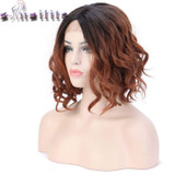 S-noilite Natural Hairline Glueless Heat Resistant Fiber Ombre Hair Wigs for Women Swiss Body Wave Synthetic Lace Front Wig