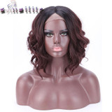 S-noilite Natural Hairline Glueless Heat Resistant Fiber Ombre Hair Wigs for Women Swiss Body Wave Synthetic Lace Front Wig