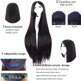 S-noilite 80cm 32 inches Long Straight Wig Heat Resistant Synthetic Hair Party Cosplay Wigs Red Purple Pink Black Blonde