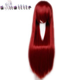 S-noilite 80cm 32 inches Long Straight Wig Heat Resistant Synthetic Hair Party Cosplay Wigs Red Purple Pink Black Blonde