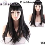 S-noilite 24'' Long Black Hair Wigs For Women Synthetic Wigs For Black Women Heat Resistant False Hair Pieces Hairstyles