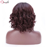 s-noilite 16" Loose Body Wave Lace Front Wig Heat Resistant Synthetic Hair Full Head Wigs Mix Black Brown Blonde