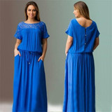 S-6XL Short Sleeve Lace Summer Dress Big Sizes New Arrival Women Summer Plus Size Long Dress Maxi Party Dress Vintage Vestidos