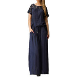 S-6XL Short Sleeve Lace Summer Dress Big Sizes New Arrival Women Summer Plus Size Long Dress Maxi Party Dress Vintage Vestidos