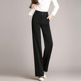 S-6XL Plus Size Womens Pants Spring Autumn Women Wide Leg office Pants High Waist Ladies Pants Black Formal Straight Trousers