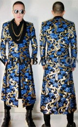 S-5XL! 2017 Men clothing fashion new DG Bigbang The totem embroidery long split coat trench plus size singer costumes