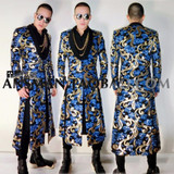 S-5XL! 2017 Men clothing fashion new DG Bigbang The totem embroidery long split coat trench plus size singer costumes