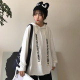 2017 New Fashion Cotton Simple All Match Thin Loose Oversize Letter Long Sleeve Female Sweatshirts