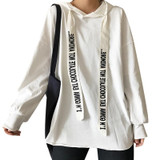 2017 New Fashion Cotton Simple All Match Thin Loose Oversize Letter Long Sleeve Female Sweatshirts