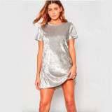 2017 New Fashion Casual Summer Women Dress Loose Solid Short Sleeve Velvet Dress Sexy Party Mini Dresses Robe Vestidos de fiesta