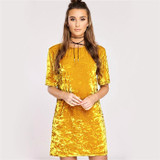 2017 New Fashion Casual Summer Women Dress Loose Solid Short Sleeve Velvet Dress Sexy Party Mini Dresses Robe Vestidos de fiesta
