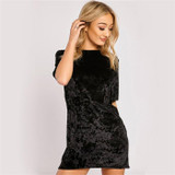 2017 New Fashion Casual Summer Women Dress Loose Solid Short Sleeve Velvet Dress Sexy Party Mini Dresses Robe Vestidos de fiesta