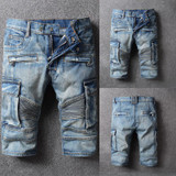 2017 new fashion casual pockets summer Men Ripped Jean Pants Biker Classic Skinny Slim Short Straight Denim Shorts