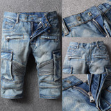 2017 new fashion casual pockets summer Men Ripped Jean Pants Biker Classic Skinny Slim Short Straight Denim Shorts