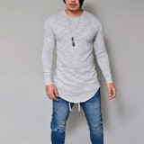 2017 new fashion brand T-shirt men extend hip hop street t shirt men summer long sleeve tshirt oversized design cotton T-shirt