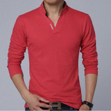 2017 New Fashion Brand Men Clothes Solid Color Long Sleeve Slim Fit T Shirt Men Cotton T-Shirt Casual T Shirts 3XL