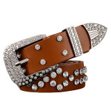 2017 New Fashion Belt female Genuine leather belts women Luxury rhinestone Second layer Cow skin strap woman Wide women's girdle