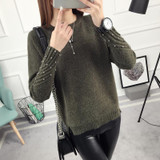 2017 new fashion autumn winter sweater women knitted Beading twisted thickening O-neck long sleeves loose women sweater pullover