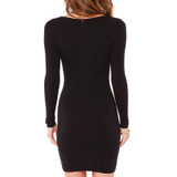 2017 new Fashion Autumn sexy party Women Wine Red and Black Bodycon dresses Winter O-Neck Long sleeve Slim Dress Mini Vestidos