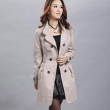 2017 New Fashion Autum Winter Women Pocket Slim Fit Turn Down Collar Double Breasted Trench Coat Outwear 3 Color S M L