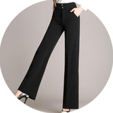 2017 New Plus Size S-4XL Women's Pants  Female Wide Leg Office Pants High Waist Lady Straight  Loose Black OL Trousers