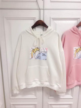 2017 new Pink/White Women Hoodies Japanese Sailor Moon Printed Pullover Girls Kawaii Cute Harajuku Sweatshirt Loose Full sleeve