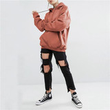 2017 New Oversize Hoodie Sweatshirt Women Casual Fashion Solid Outwear Hoody Cotton Loose Leisure Bat Sleeves Pullover