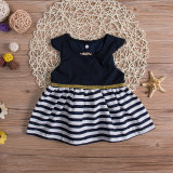 2017 New Newborn Baby Girls Party Princess Pageant Tutu Kids Toddler Navy Blue Dress Baby 0-24M
