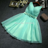 2017 New Mint Green Short V-neck Women Bridesmaid Dresses Cheap Prom Party Dress Custom Cloth Spring Summer Wedding dress Sale