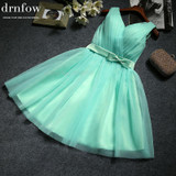 2017 New Mint Green Short V-neck Women Bridesmaid Dresses Cheap Prom Party Dress Custom Cloth Spring Summer Wedding dress Sale