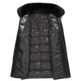 2017 New Men's PU Leather Down Jacket Men coat Fox Fur collar Coat Men Leather Jackets Coats Winter Down Coat Warm Parka