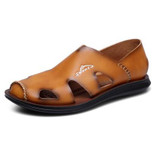 2017 New Men's Sandals Genuine Leather Summer Breathable Leather Sandals British Leisure Beach Shoes Men's Shoes