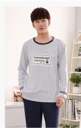 2017 New Men's Pajamas Cotton Long Sleeve Sleepwear Mens Striped Pajamas Sets Autumn Plaid Pyjamas Casual Homewear 3XL 4XL