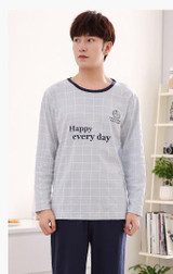 2017 New Men's Pajamas Cotton Long Sleeve Sleepwear Mens Striped Pajamas Sets Autumn Plaid Pyjamas Casual Homewear 3XL 4XL