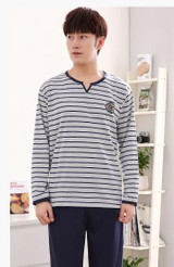 2017 New Men's Pajamas Cotton Long Sleeve Sleepwear Mens Striped Pajamas Sets Autumn Plaid Pyjamas Casual Homewear 3XL 4XL
