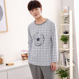2017 New Men's Pajamas Cotton Long Sleeve Sleepwear Mens Striped Pajamas Sets Autumn Plaid Pyjamas Casual Homewear 3XL 4XL