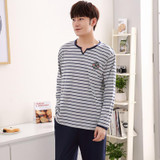 2017 New Men's Pajamas Cotton Long Sleeve Sleepwear Mens Striped Pajamas Sets Autumn Plaid Pyjamas Casual Homewear 3XL 4XL