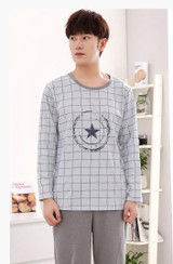 2017 New Men's Pajamas Cotton Long Sleeve Sleepwear Mens Striped Pajamas Sets Autumn Plaid Pyjamas Casual Homewear 3XL 4XL