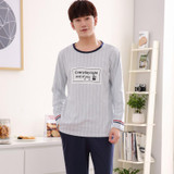 2017 New Men's Pajamas Cotton Long Sleeve Sleepwear Mens Striped Pajamas Sets Autumn Plaid Pyjamas Casual Homewear 3XL 4XL