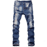 2017 New Men's Long Straight Leg Jeans Trousers Slim Fit Casual Fashion Hole Denim Pants Skinny Jeans Trousers